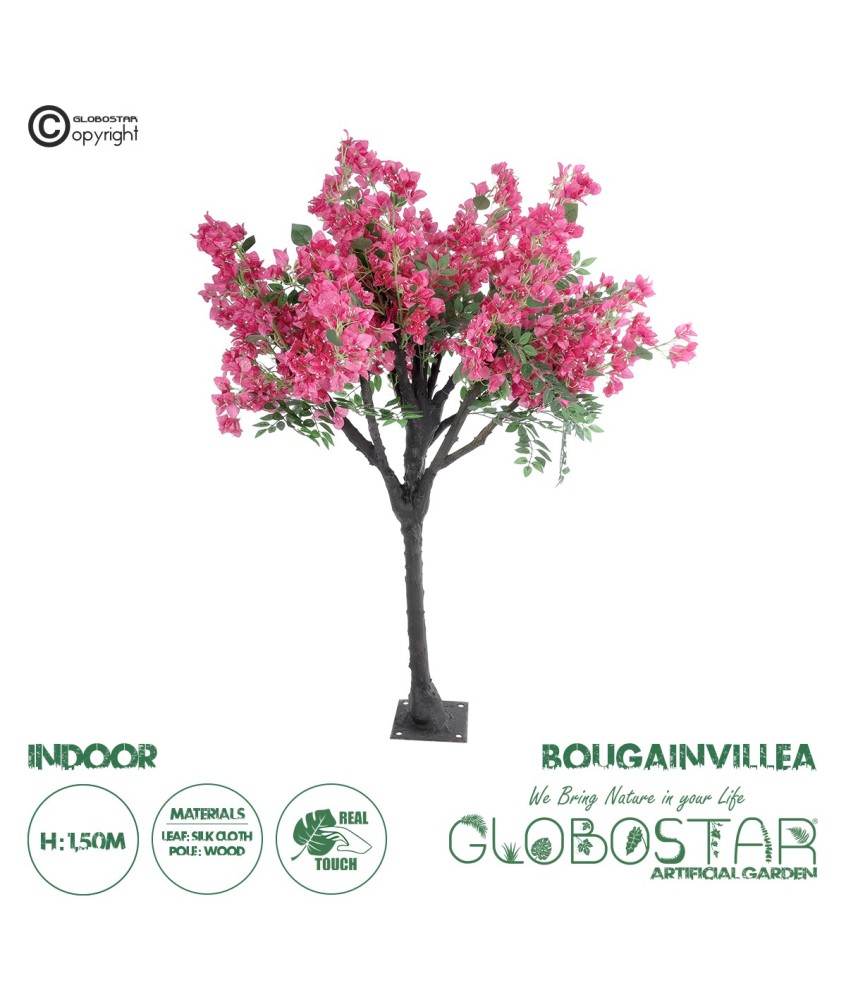 GloboStar® Artificial Garden BOUGAUVILLEA 20668 Τεχνητό Διακοσμητικό Δέντρο με Ανθη Μπουκανβίλιας Φουξ Υ150cm